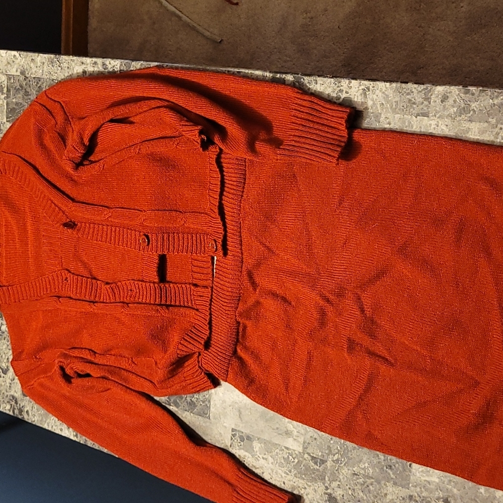 Red 3 piece skirt, cardigan, strapless top set